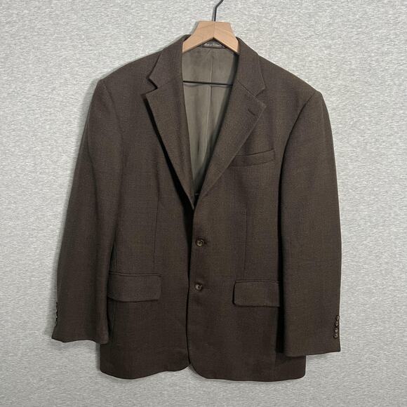 Vintage Oscar de la Renta Blazer Mens 40R Brown Wool Sport Coat Three Button - Picture 8 of 16
